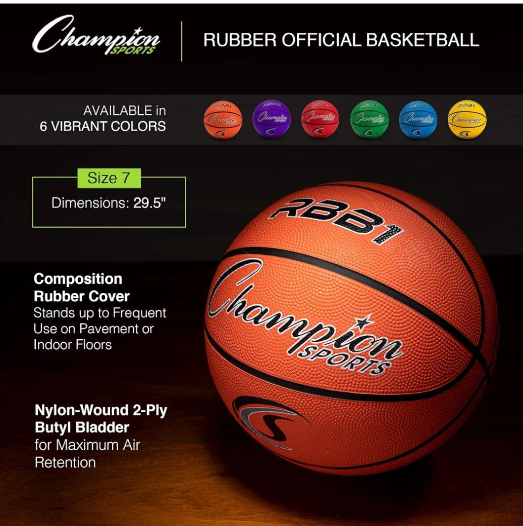 Champion Leather Basketball, High-Grip Prcccofessional Size Sports Ball for Indoor Outdoor Courts
