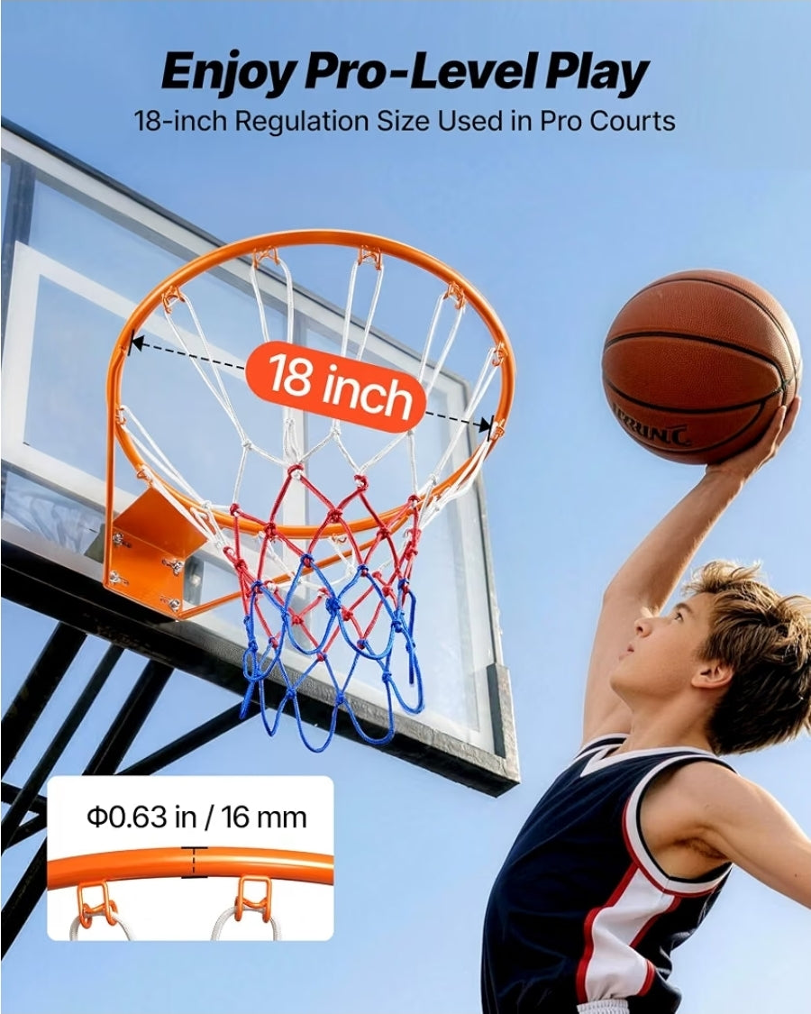 VEVOR Basketball Hoop, 44 54 Inchs PC Backboard Wall Mounted, Basketball Portable Hoop & Goal, Indoor & Outdoor with Hand-Crank Adjustment, Classic Basketball Court, Teens, Adults, Schools, Parks