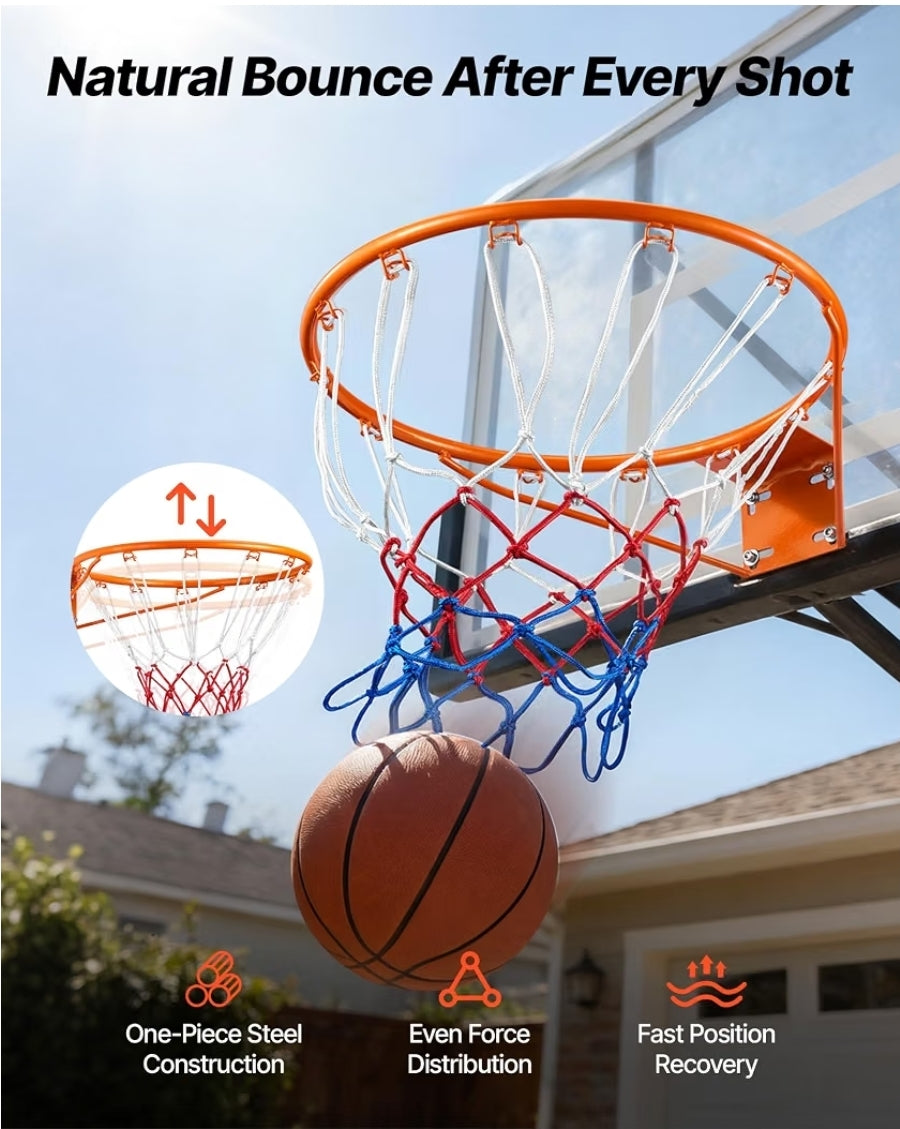 VEVOR Basketball Hoop, 44 54 Inchs PC Backboard Wall Mounted, Basketball Portable Hoop & Goal, Indoor & Outdoor with Hand-Crank Adjustment, Classic Basketball Court, Teens, Adults, Schools, Parks