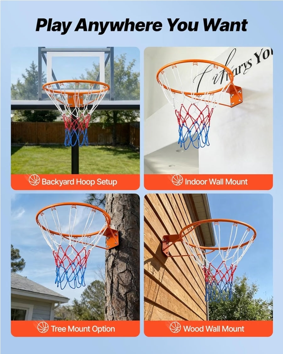 VEVOR Basketball Hoop, 44 54 Inchs PC Backboard Wall Mounted, Basketball Portable Hoop & Goal, Indoor & Outdoor with Hand-Crank Adjustment, Classic Basketball Court, Teens, Adults, Schools, Parks